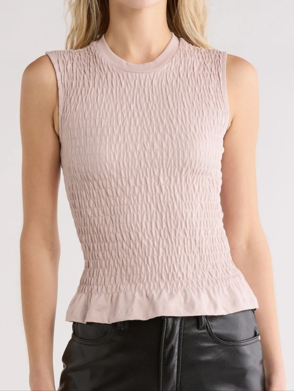 Allsaints Ode Sleeveless Smocked Peplum Tank Top - Blush